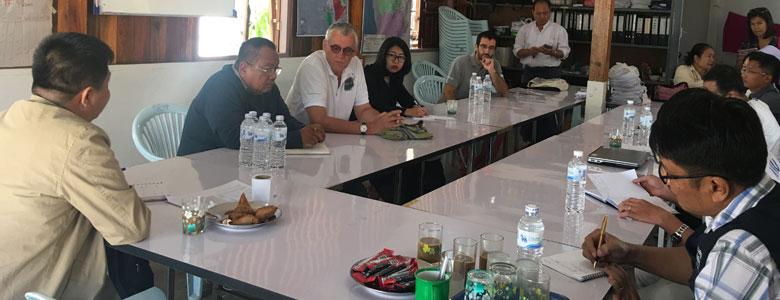 Joint field visit team members attend a briefing before visiting the project villages of SMRU and MAM