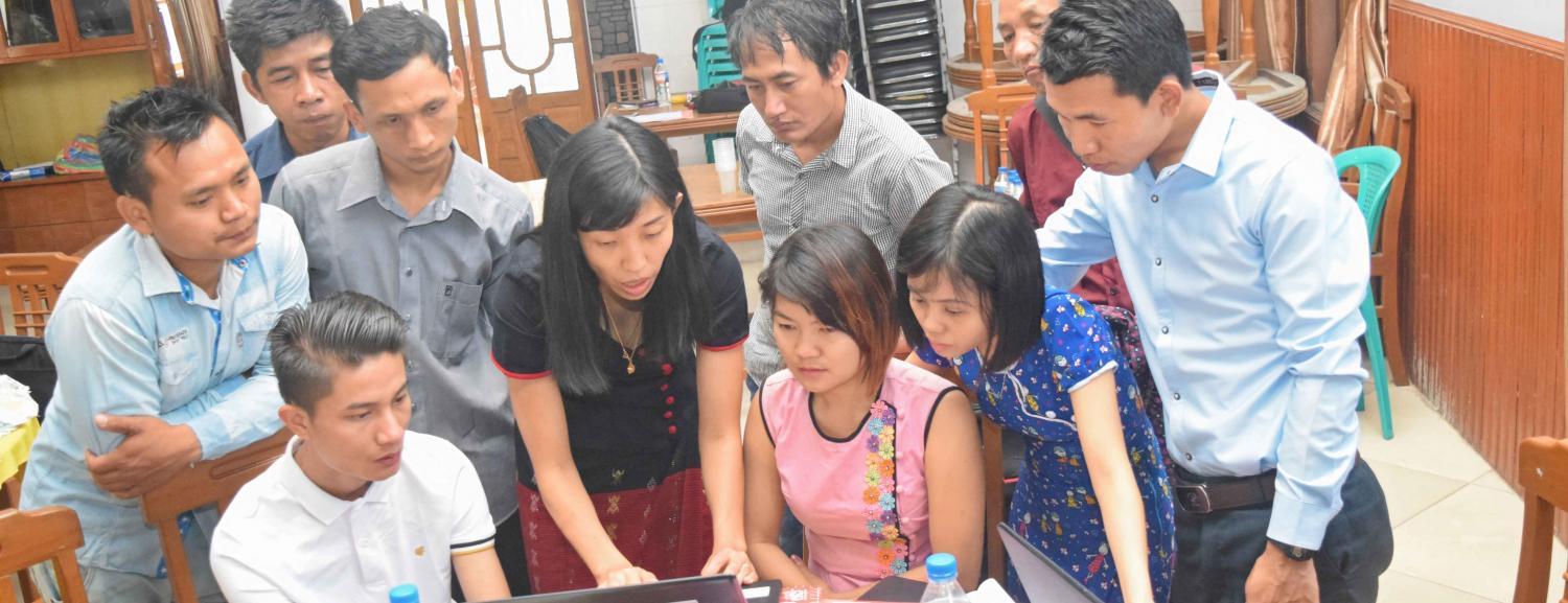 UNOPS-PR Capacity Building Officer Khin Nyein Thit together with the Myanmar Council of Churches (MCC) field staff during a capacity building training in Kalay Township, Chin State. Photo: UNOPS