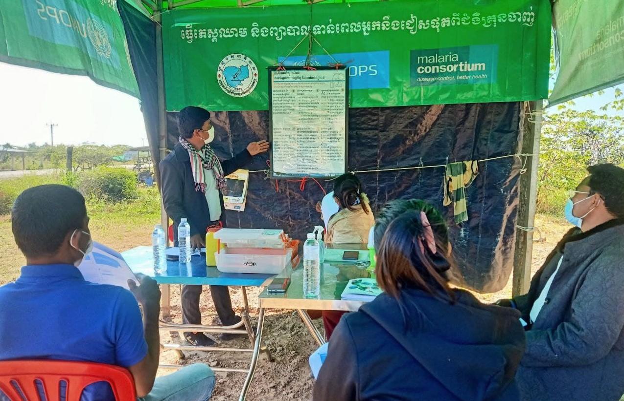 The Malaria Consortium staff providing community awareness session on PSEAH. Photo:MC