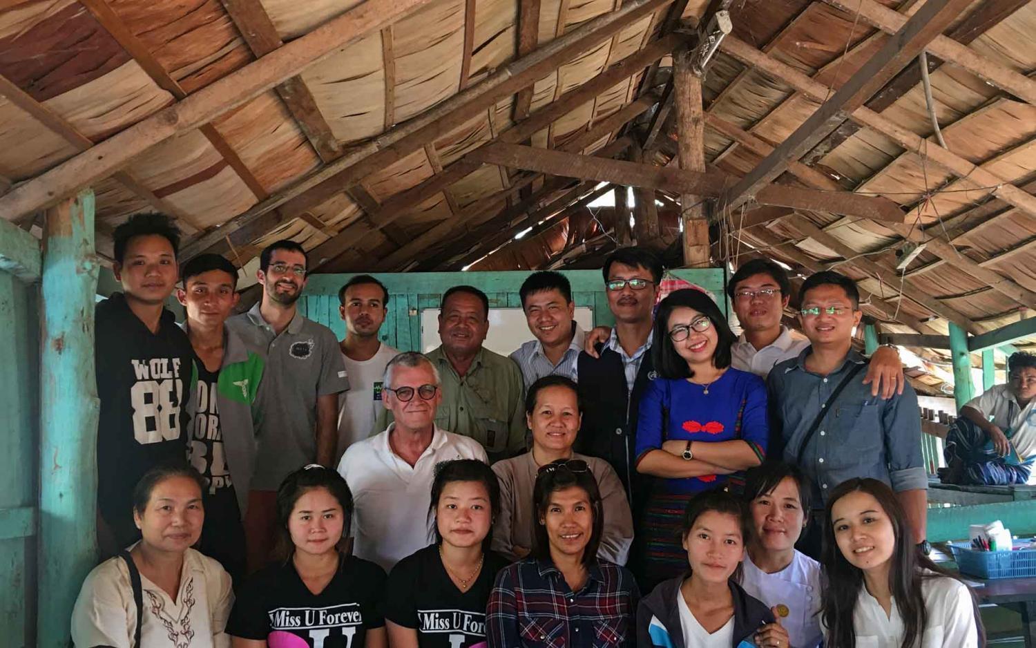 Joint field visit team members together with villagers, village stakeholders and field project staff from KDHW, SMRU and MAM. Photo: UNOPS